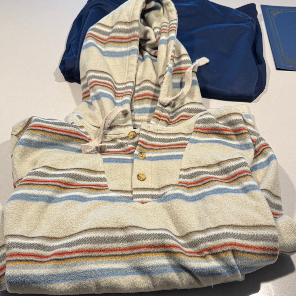O'Neill Striped Hoodie Shirt - Cream, Blue, Red